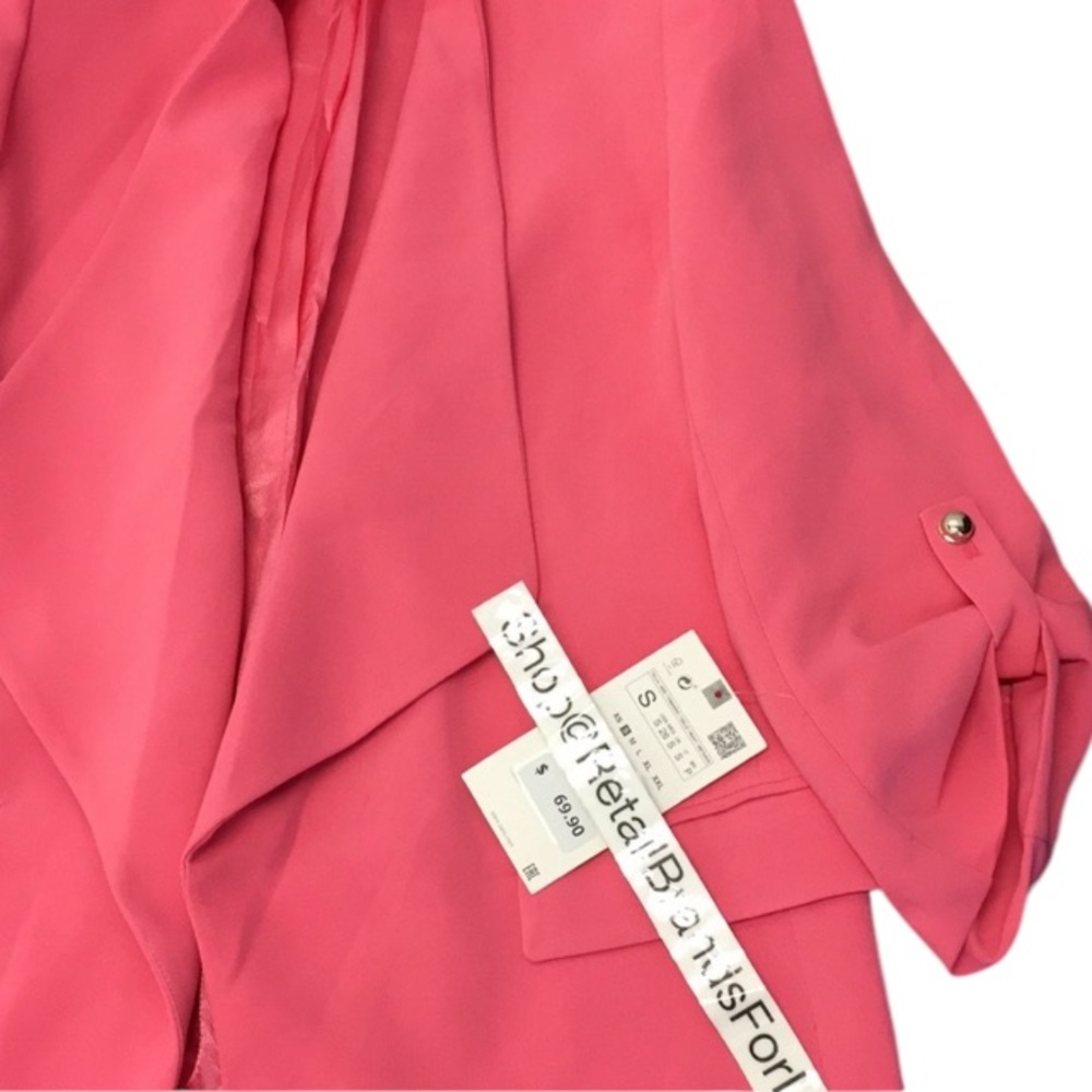 ZARA BUBBLEGUM PINK GOLD TONE BUTTON FLYAWAY BLAZER WITH LAPEL COLLAR $69.90 - Picture 9 of 9